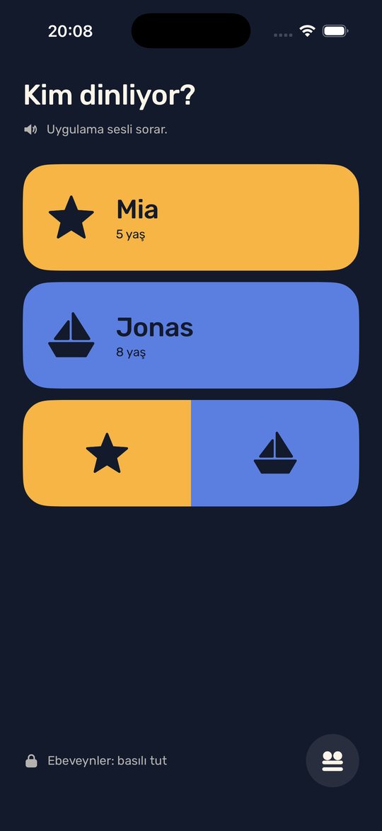 Kim dinliyor: her çocuk bir renk ve bir simge.